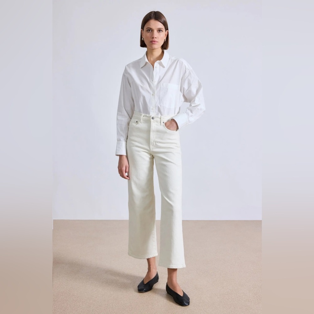 Apiece Apart Cream Wide Leg Jeans